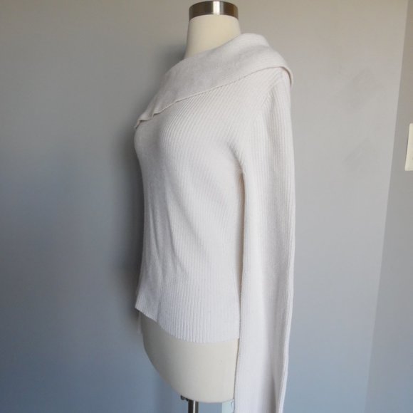 Theory Prosecco One-shoulder Ribbed Fold over Sweater - Picture 10 of 16